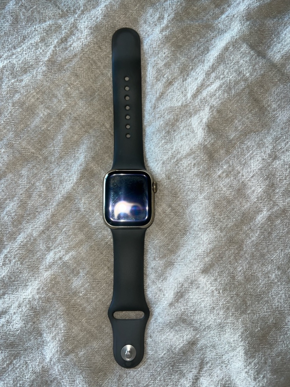 Series 9 Stainless Steel Gold Apple Smartwatch with Silicone Sport Band